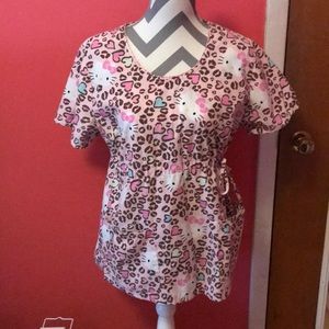 Hello Kitty Pink Scrub Top Size Medium